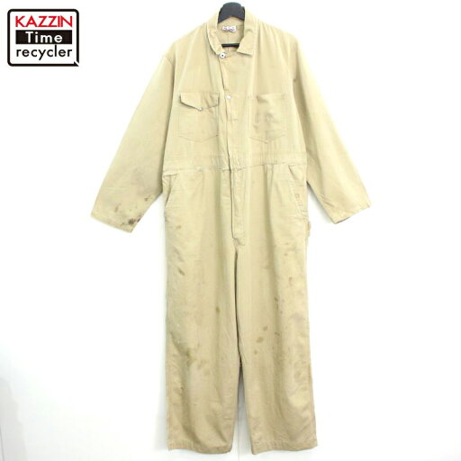 60s ヴィンテージ BEACON UNIFORM つなぎ 古着 ★ メンズ 表記42サイズ ベージュ