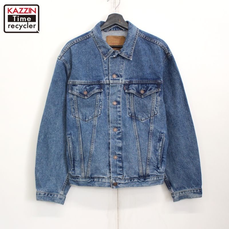 90s ヴィンテージ リーバイス Levi's 75525 スプレーアート デニムジャケット 古着 ★ メンズ 表記Sサイズ ブルー