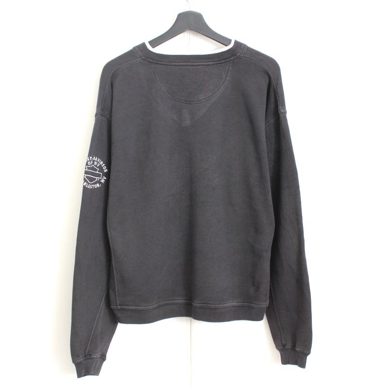 00s ハーレーダビッドソン HARLEY DAVIDSON Vネック スウェット トレーナー 古着 ★ メンズ 表記Mサイズ ブラック