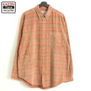 00s THE TERRITORY AHEAD テリトリーアヘッド チェック柄 ボタンダウン ポケット付き コーデュロイ 長袖シャツ 古着 ★ メンズ 表記XLサイズ オレンジ(4)