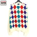 P10倍! 80s ヴィンテージ アロー ARROW アーガイルチェック柄 アクリル ニットセーター 古着 ★ メンズ 表記Lサイズ ホワイト