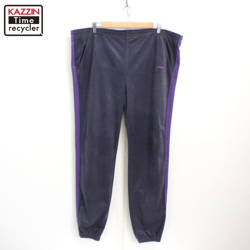 80s ヴィンテージ アディダス adidas ベロア トラックパンツ 古着 ★ メンズ XLサイズ相当 ビッグサイズ オーバーサイズ パープル