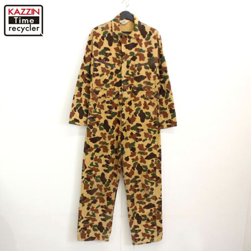 P5倍! 70s ヴィンテージ Duxbak ハンティングカモ シャモアクロス つなぎ 古着 ★ メンズ 表記Mサイズ ブラウン P5倍! 70s ヴィンテージ Duxbak ハンティングカモ シャモアクロス つなぎ 古着 ★ メンズ 表記Mサイズ ブラウン