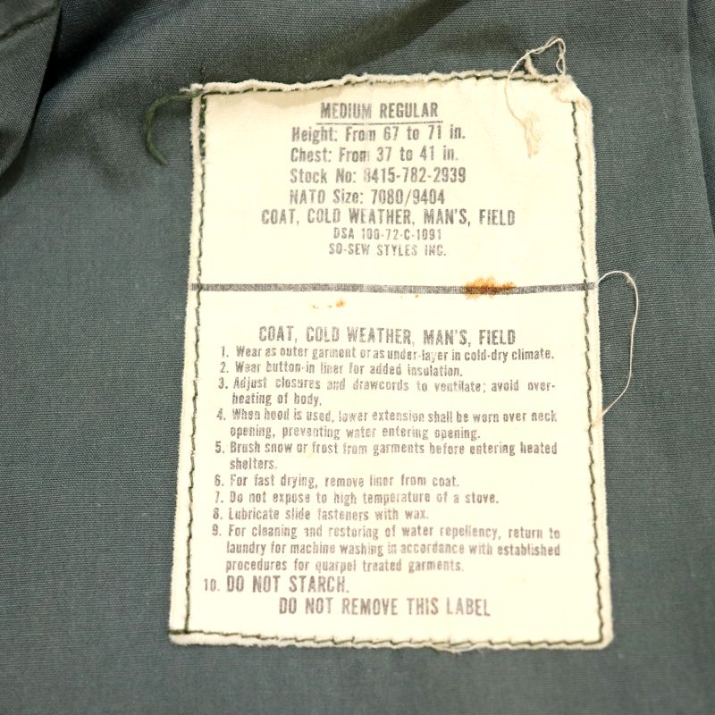 70s USA製 ヴィンテージ U.S.ARMY M-65 3rdタイプ グレーライナー ミリタリージャケット 古着 ★ メンズ XLサイズ相当 ビッグサイズ オーバーサイズ オリーブグリーン