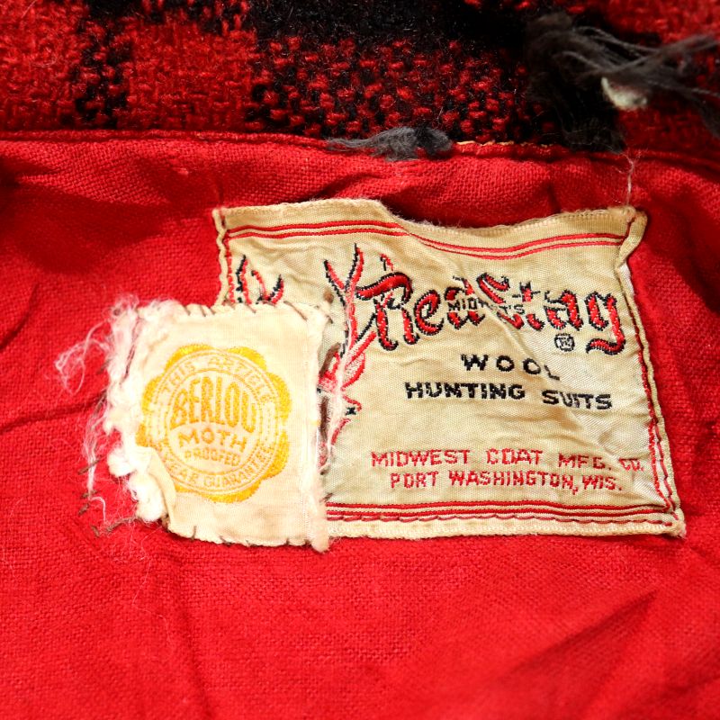 60s ヴィンテージ チェック柄 ウール ハンティングジャケット 古着 ★ メンズ XLサイズ相当 ビッグサイズ オーバーサイズ レッド