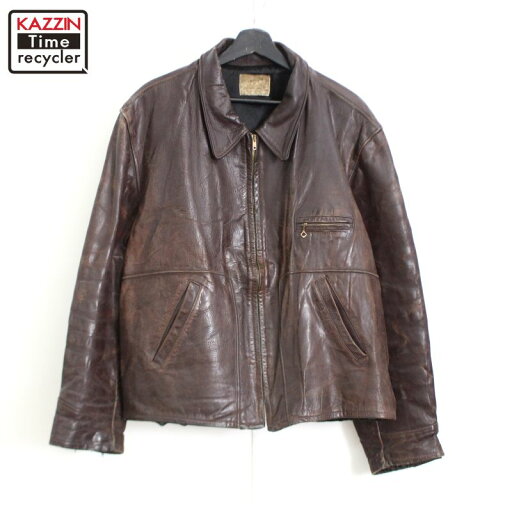 50s ヴィンテージ ホースハイド レザー スポーツジャケット 古着 ★ メンズ XL~サイズ相当 ビッグサイズ オーバーサイズ ブラウン 50s ヴィンテージ ホースハイド レザー スポーツジャケット 古着 ★ メンズ XL~サイズ相当 ビッグサイズ オーバーサイズ ブラウン