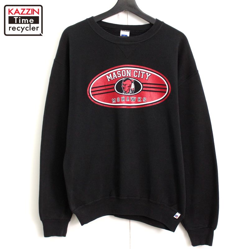 P10倍! 00s ラッセル RUSSELL MASONCITY カレッジ スウェット トレーナー 古着 ★ メンズ 表記Mサイズ ブラック