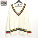 P10倍! 90s ヴィンテージ ギャップ GAP Vネック コットン ニットセーター 古着 ★ メンズ 表記Mサイズ ホワイト(4)