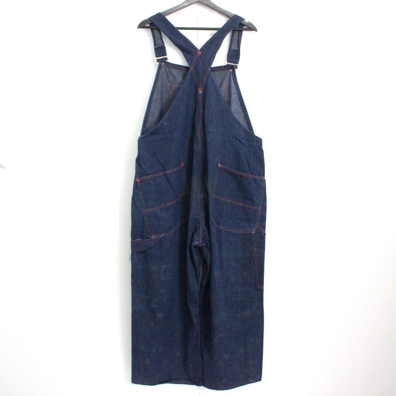 60s ヴィンテージ ワーク インディゴ デニム オーバーオール 古着 ★ メンズ XLサイズ相当 ビッグサイズ オーバーサイズ ネイビー