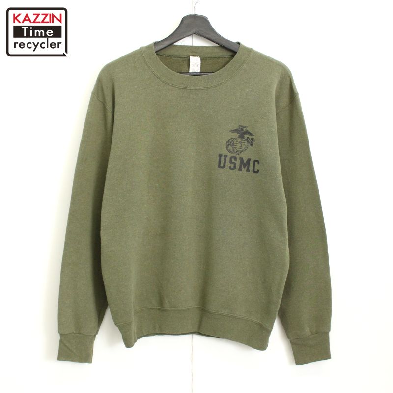 P5倍! 00s USA製 U.S.M.C ミリタリー トレーニング スウェット トレーナー 古着 ★ メンズ 表記Sサイズ カーキ