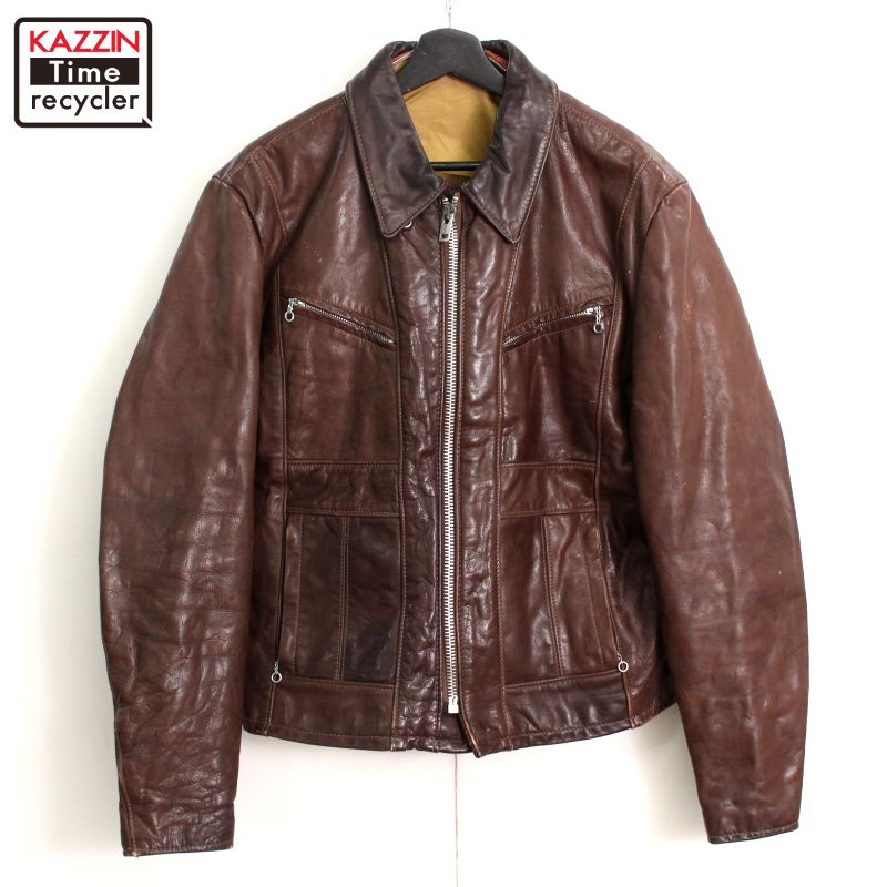 70s ヴィンテージ ショット schott レザージャケット 古着 ★ メンズ Lサイズ相当 ダークブラウン