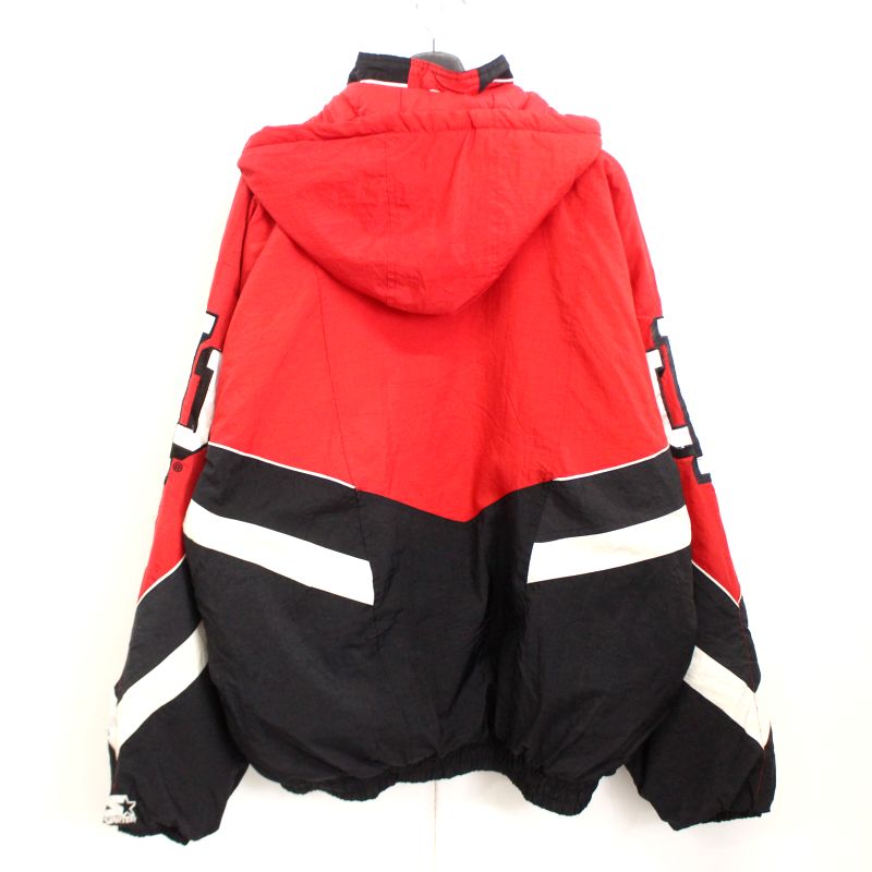 90s ヴィンテージ スターター STARTER カレッジ ナイロンジャケット 古着 ★ メンズ 表記XLサイズ ブラック・レッド