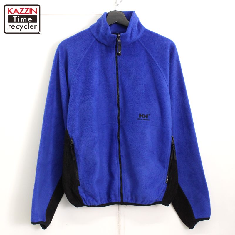 P5倍! 00s ヘリーハンセン HELLY HANSEN 2トーンカラー フリースジャケット 古着 ★ メンズ 表記Sサイズ ブルー・ブラック