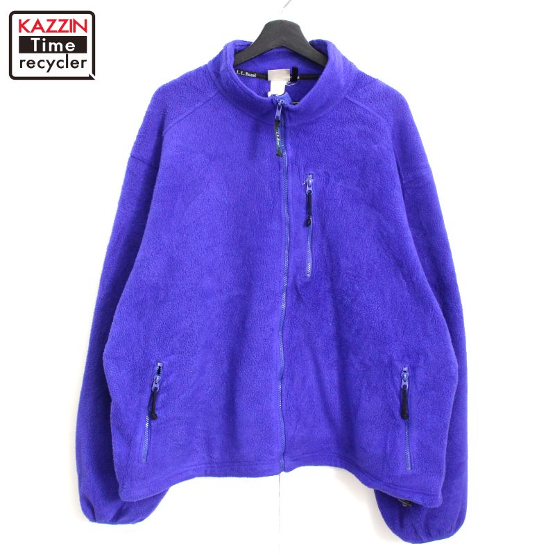 90s ヴィンテージ エルエルビーン L.L.Bean ワンポイント ジップアップ 胸刺? フリースジャケット 古着 ★ メンズ XLサイズ相当 ビッグ..