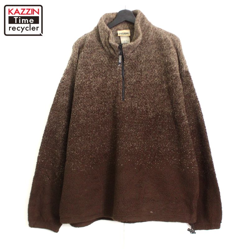 Rakuten - 90s ヴィンテージ ハーフジップ プルオーバー フリースジャケット 古着 ★ メンズ 表記XLサイズ ブラウン