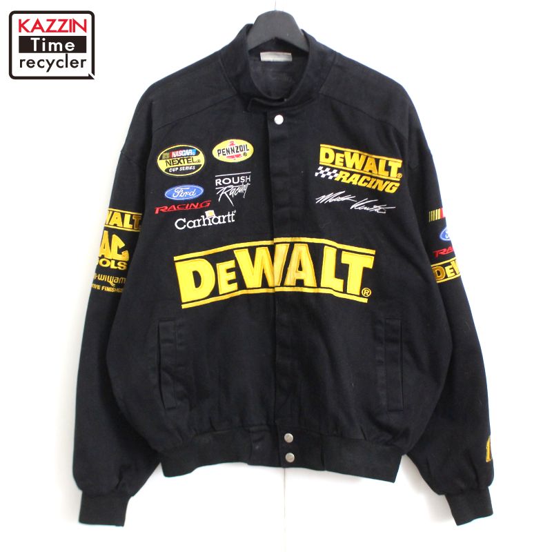 00s TeamCaliber NASCAR DEWALT レーシングジャケット 古着 ★ メンズ 表記Lサイズ ブラック