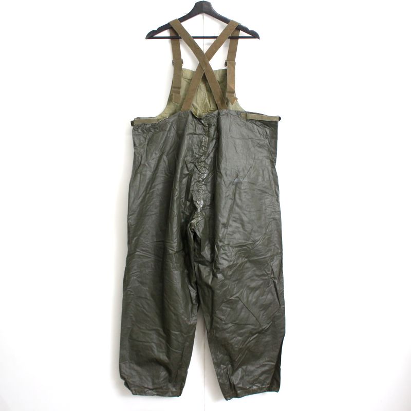 40s ヴィンテージ ゴム引き レイン ミリタリーパンツ 古着 ★ メンズ 表記Lサイズ オリーブグリーン