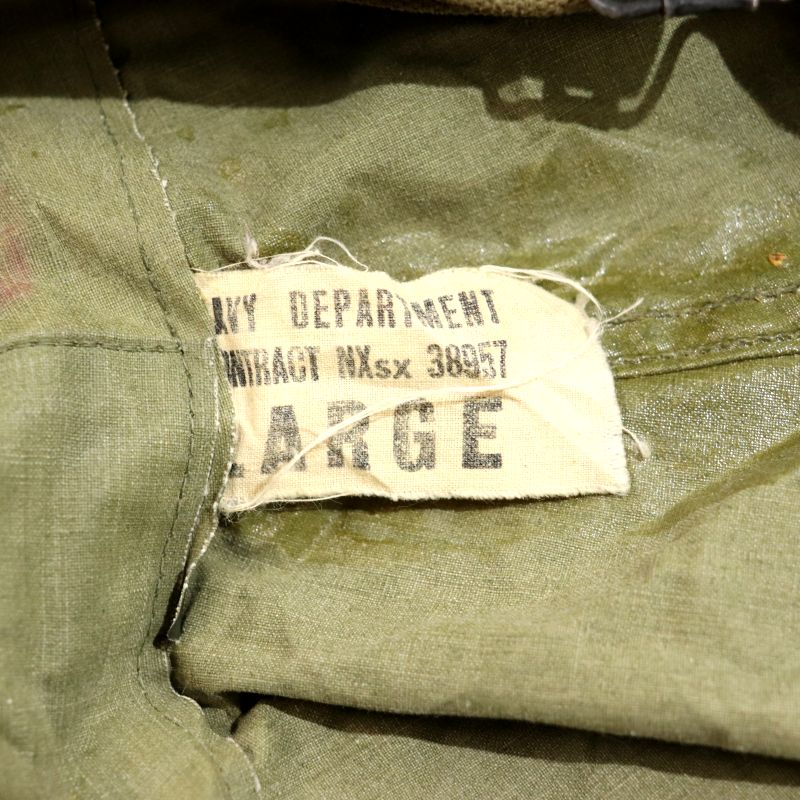 40s ヴィンテージ ゴム引き レイン ミリタリーパンツ 古着 ★ メンズ 表記Lサイズ オリーブグリーン