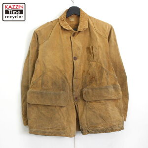 40s ヴィンテージ DRYBAK ドライバック 無地 ダック ハンティングジャケット 古着 ★ メンズ Lサイズ相当 ブラウン