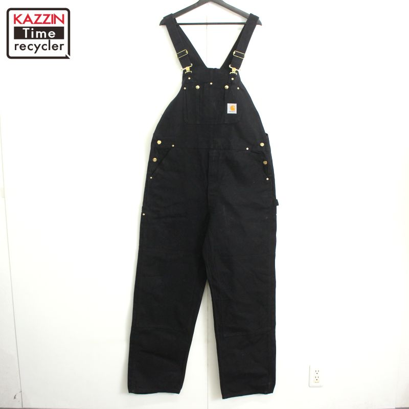 00s カーハート Carhartt ダブルニー ダック オーバーオール 古着 ★ メンズ 表記40×34サイズ ブラック