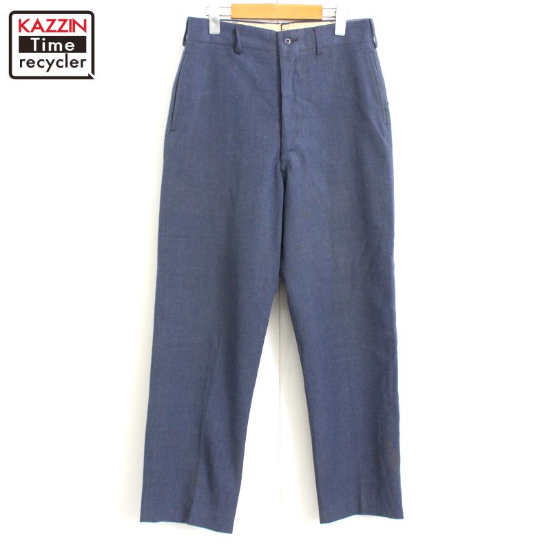 60s USA製 ヴィンテージ U.S.AIR FORCE ウール スラックス ミリタリーパンツ 古着 ★ メンズ XLサイズ相当 ビッグサイズ オーバーサイズ ネイビー