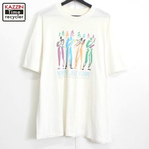 90s ヴィンテージ ジャズ ミュージック 半袖Tシャツ 古着 ★ メンズ XLサイズ相当 ビッグサイズ オーバーサイズ ホワイト 90s ヴィンテージ ジャズ ミュージック 半袖Tシャツ 古着 ★ メンズ XLサイズ相当 ビッグサイズ オーバーサイズ ホワイト