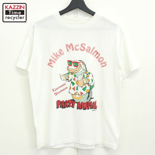 80s USA製 ヴィンテージ TeeJays アニマル ネタ プリント 半袖Tシャツ 古着 ★ メンズ 表記Lサイズ ホワイト 80s USA製 ヴィンテージ TeeJays アニマル ネタ プリント 半袖Tシャツ 古着 ★ メンズ 表記Lサイズ ホワイト
