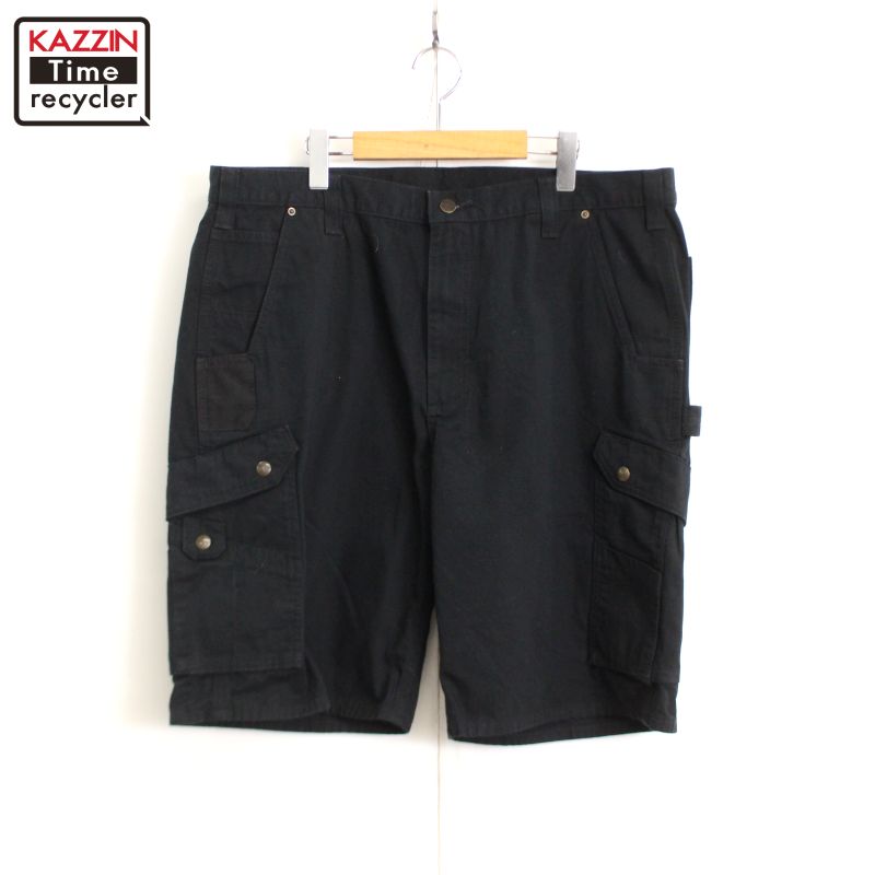 00s カーハート Carhartt 無地 BLK リップストップ カーゴ ペインター ショートパンツ 古着 ★ メンズ XLサイズ相当 ビッグサイズ オーバーサイズ ブラック