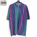 80s ヴィンテージ チャップス CHAPS マルチストライプ柄 半袖ポロシャツ 古着 ★ メンズ 表記Lサイズ マルチカラー(4)
