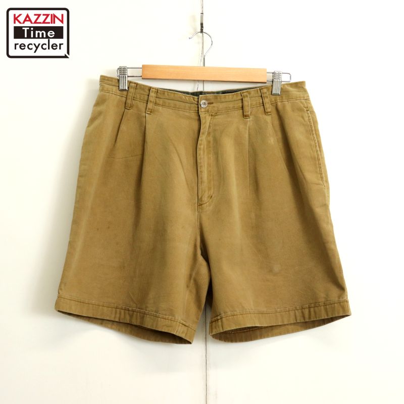 楽天Vintage古着屋 KAZZINTimerecycler90s ヴィンテージ エディー・バウアー Eddie Bauer 黒タグ 2タック ショートパンツ 古着 ★ メンズ 表記34サイズ ベージュ