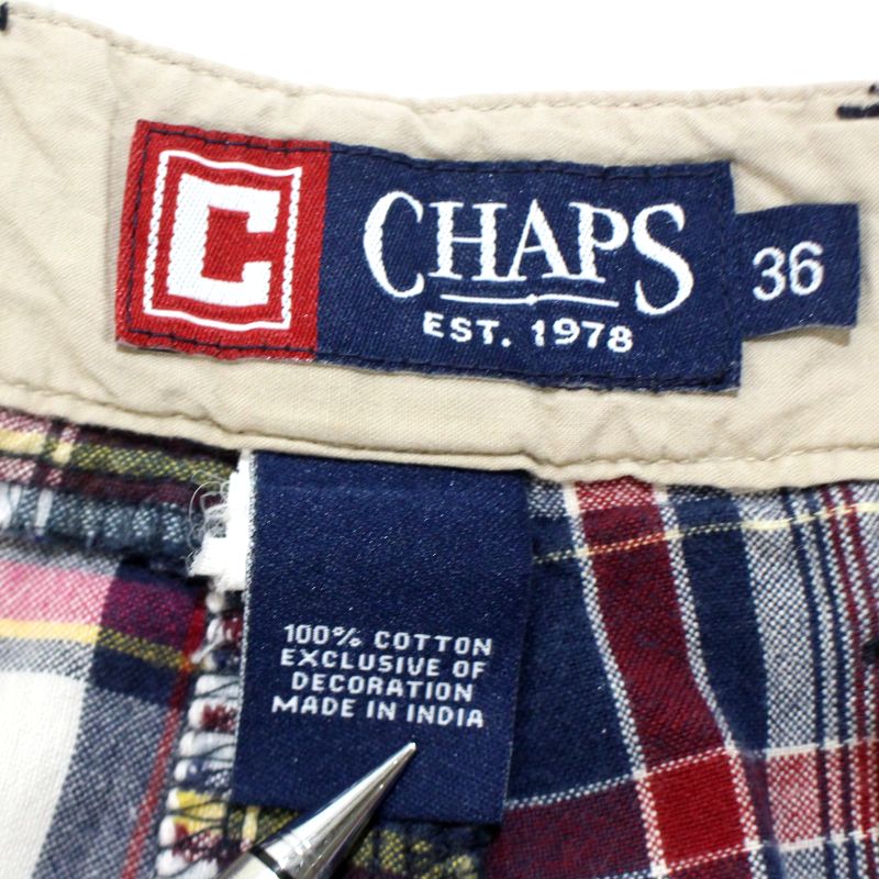 00s チャップス CHAPS チェック柄 パッチワーク ショートパンツ 古着 ★ メンズ XLサイズ相当 ビッグサイズ オーバーサイズ マルチカラー