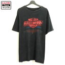 【中古】90s USA製 ヴィンテージ ハーレーダビッドソン HARLEY DAVIDSON イーグル バイカー モーターサイクル 半袖Tシャツ 古着 メンズ 表記XLサイズ ブラック