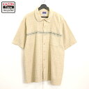 【中古】90s ヴィンテージ チェック柄 半袖シャツ 古着 メンズ 表記XLサイズ ベージュ(4)