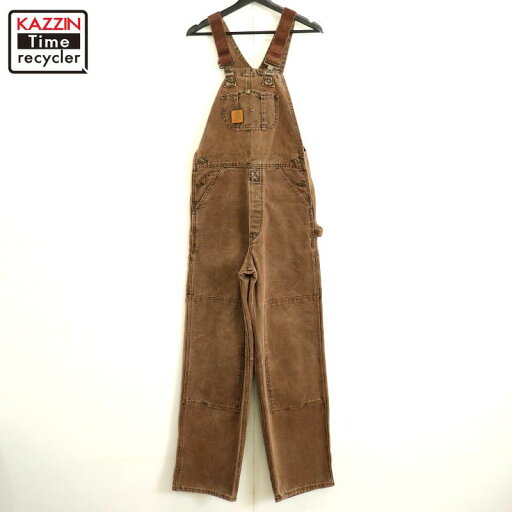 【中古】00s USA製 カーハート Carhartt 無地 ダブルニー ダック オーバーオール 古着 メンズ Sサイズ相当 ブラウン 【中古】00s USA製 カーハート Carhartt 無地 ダブルニー ダック オーバーオール 古着 メンズ Sサイズ相当 ブラウン