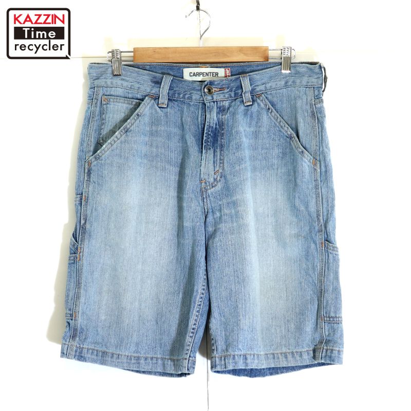 P5倍! 【中古】00s リーバイス Levi's 無地 デニム ペインター ショートパンツ 古着 メンズ Lサイズ相当 ライトブルー