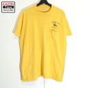 P10倍! 【中古】90s USA製 ヴィンテージ Stedman ポケットT 半袖Tシャツ 古着 メンズ 表記Lサイズ イエロー(4)