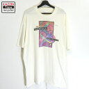 【中古】90s ヴィンテージ Hanes アート プリント 半袖Tシャツ 古着 メンズ 表記XLサイズ ホワイト(4)