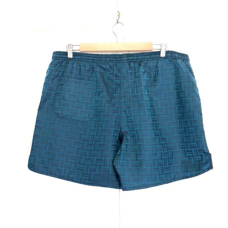 【中古】90s USA製 ヴィンテージ アンブロ UMBRO 総柄 ナイロン イージー ショートパンツ 古着 メンズ 表記Lサイズ グリーン