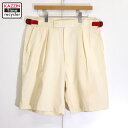 【中古】80s USA製 ヴィンテージ ラルフローレン RALPH LAUREN 2タック チノ ショートパンツ 古着 メンズ Lサイズ相当 アイボリー(4)