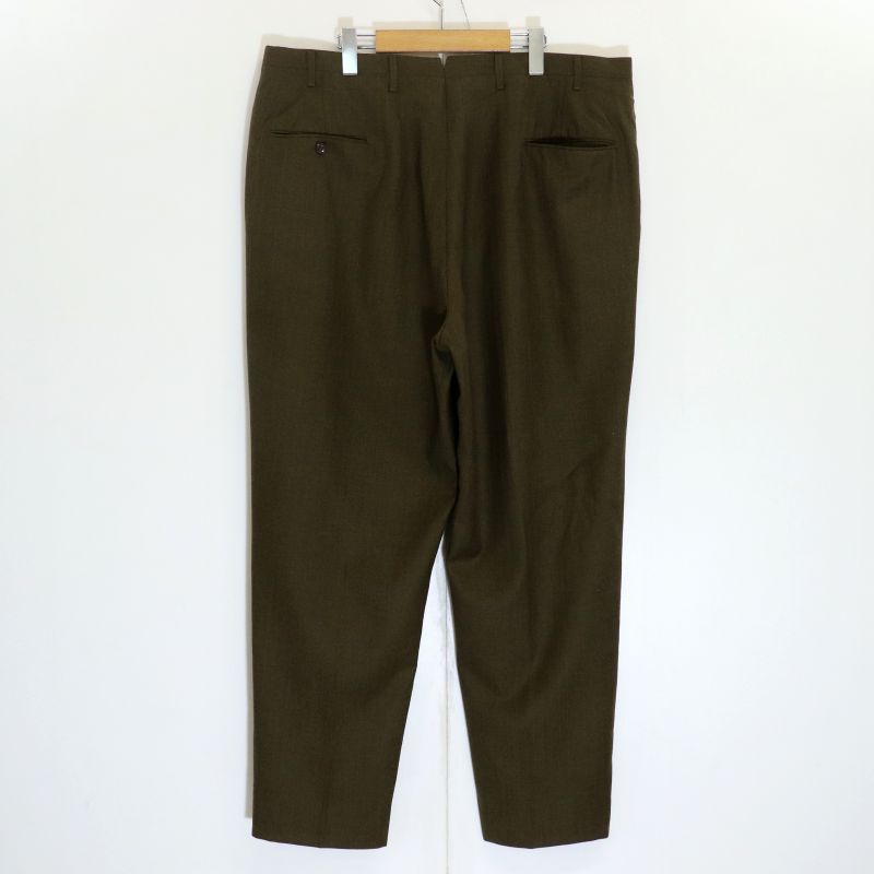 【中古】70s ヴィンテージ ストライプ柄 ウール スラックスパンツ 古着 メンズ XL~サイズ相当 ビッグサイズ オーバーサイズ ブラウン