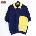 【中古】90s ヴィンテージ 2トーンカラー 半袖ポロシャツ 古着 メンズ 表記Lサイズ ネイビー・イエロー(4)