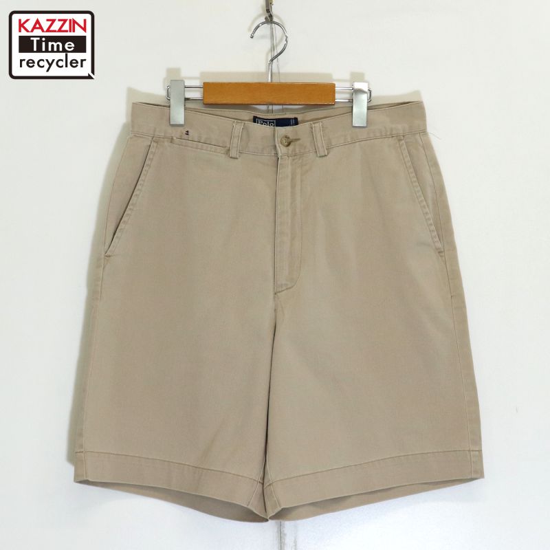 P5倍! 【中古】90s ヴィンテージ ラルフローレン RALPH LAUREN チノ ショートパンツ 古着 メンズ XLサイズ相当 ビッグサイズ オーバーサイズ ベージュ