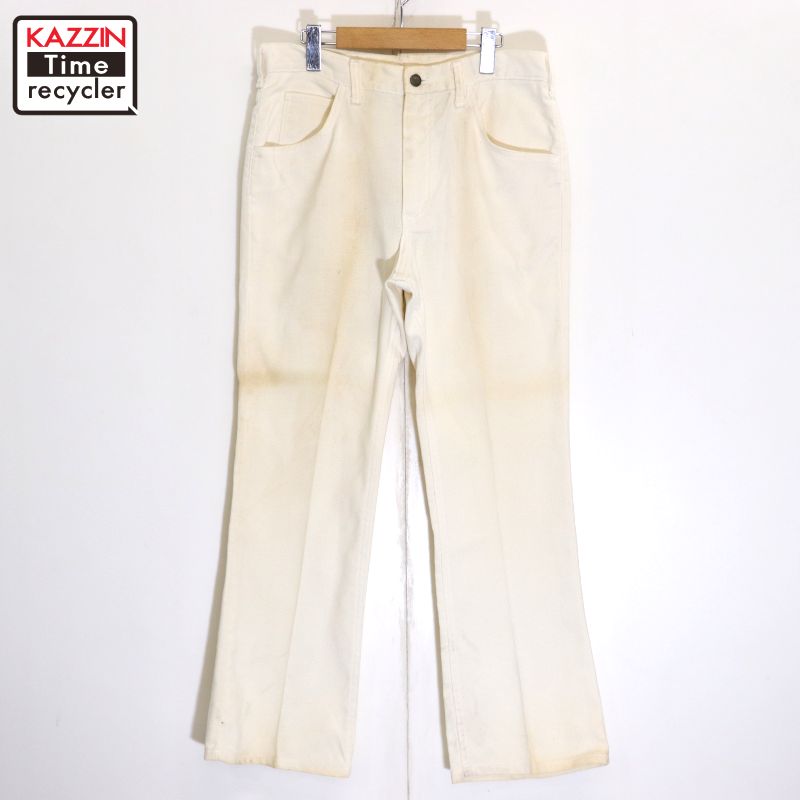 【中古】70s ヴィンテージ リー Lee フレアパンツ 古着 メンズ XLサイズ相当 ビッグサイズ オーバーサイズ ホワイト