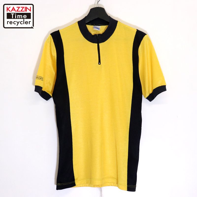 【中古】70s ヴィンテージ 無地 2トーン サイクリング 半袖Tシャツ 古着 メンズ Mサイズ相当 イエロー