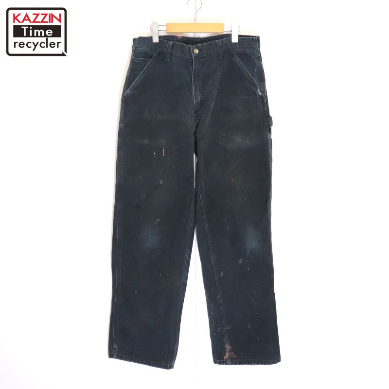 P5倍! 【中古】00s カーハート Carhartt ダック ペインターパンツ 古着 メンズ XLサイズ相当 ビッグサイズ オーバーサイズ ブラック