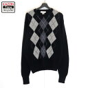 P10倍! 【中古】80s ヴィンテージ ギャップ GAP アーガイルチェック柄 ウール ニットセーター 古着 メンズ 表記XLサイズ ブラック