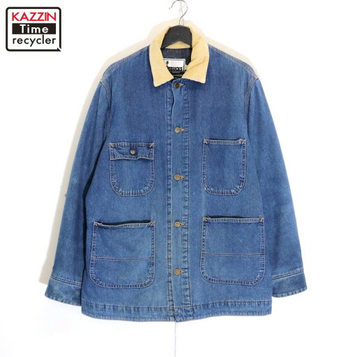 【中古】90s USA製 ヴィンテージ ローバックス ROEBUCKS 裏地ブランケット カバーオール 古着 メンズ 表記Lサイズ ブルー 【中古】90s USA製 ヴィンテージ ローバックス ROEBUCKS 裏地ブランケット カバーオール 古着 メンズ 表記Lサイズ ブルー