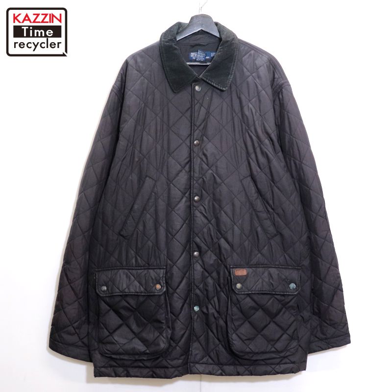 【中古】00s ラルフローレン RALPH LAUREN キルティング ジャケット 古着 メンズ 表記XXLサイズ ブラック