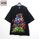 【中古】00s スパイダーマン Spider-Man 半袖Tシャツ 古着 メンズ 表記XXLサイズ ブラック