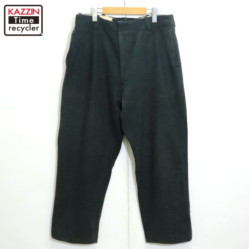【中古】60s ヴィンテージ ウール ワークパンツ 古着 メンズ XLサイズ相当 ビッグサイズ オーバーサイズ ダークグリーンのサムネイル